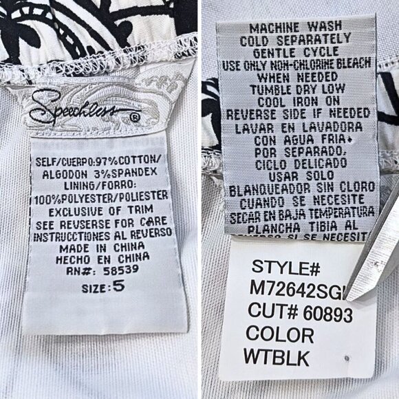 Vintage Y2K SPEECHLESS Black & White Suzani Print Fit & Flare Mini Dress Size 5 - Picture 3 of 8